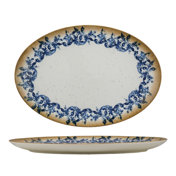 AMALFI-OVAL PLATE WITH FOOT