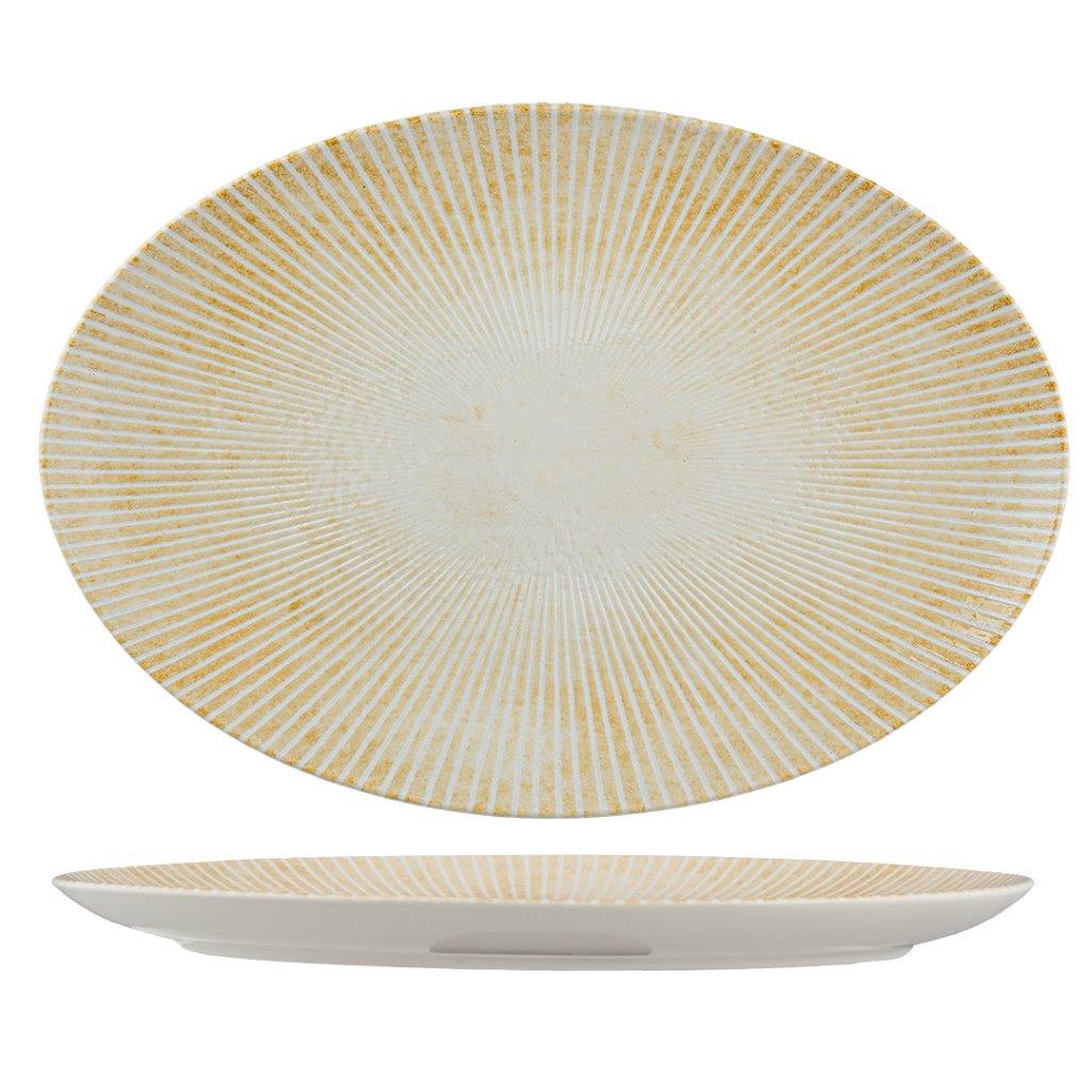 PAROS SAND-OVAL PLATE WITH FOOT