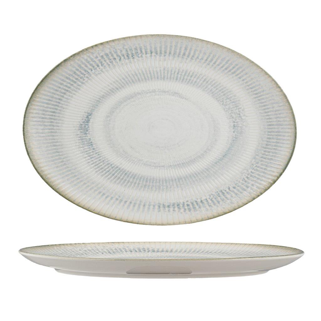 PAROS SHELL AQUA-OVAL PLATE WITH FOOT